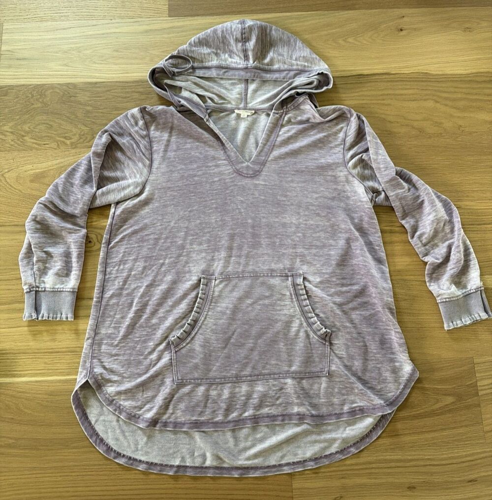 Jane & Delancey Womens Hoodie 1X Heathered Burnout Purple Ruffled Long Sleeve - Picture 9 of 13
